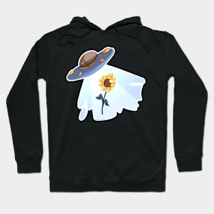 Alien UFO Carrying Sunflower Hoodie